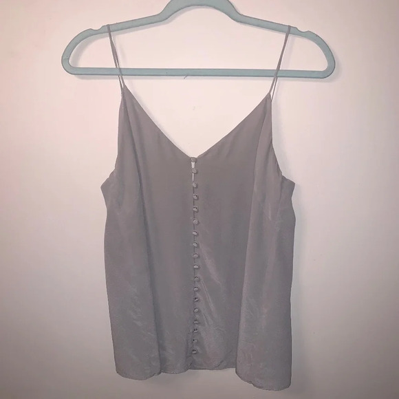 Wilfred Grey 100% Silk Cami Tank Top Button Front M - Picture 1 of 6